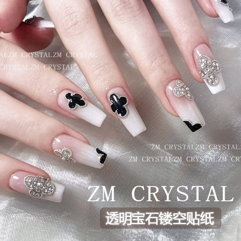Zm's New Transparent Gemstone Hollow-Out Nail Stickers, Internet-Famous Four-Leaf Clover, New Year and Winter Personalized Adhesive Nail Patches Zm's New Transparent Gemstone Hollow-Out Nail Stickers, Internet-Famous Four-Leaf Clover, New Year and Winter Personalized Adhesive Nail Patches