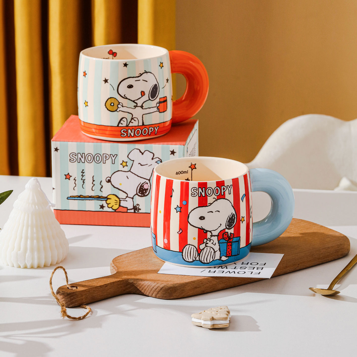 Snoopy colorido taza de cerámica taza de agua de gran capacidad taza de dibujos animados pareja adorable 2025 nuevo