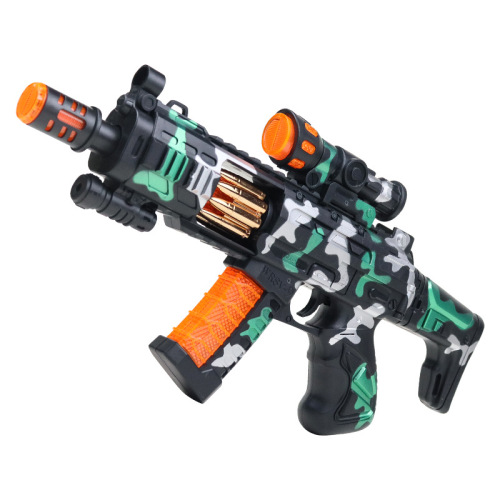 Children's toy gun, electric light-up toy, vibration simulation, eight-tone gun, projection hand gun, camouflage machine gun, assault rifle