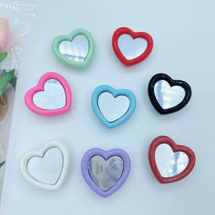 Japanese and Korean Heart Mirror Mobile Phone Airbag Holder Peach Heart Mirror Air Cushion Holder Desktop Foldableing Telescopic Universal Holder
