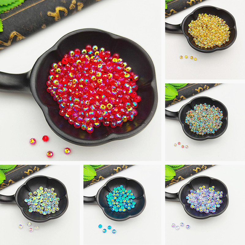 星泰水晶玻璃珠耳环项链散珠发夹服饰配件极光爆闪精品水晶扁珠子