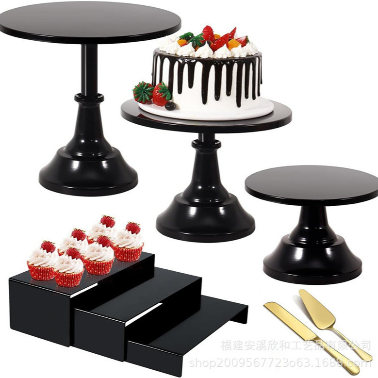 Estante de pastel de boda de hierro forjado, estante de exhibición de pastel de escuela secundaria baja, mesa de postres de boda, bandeja de pastel de props, conjunto de estante de pastel