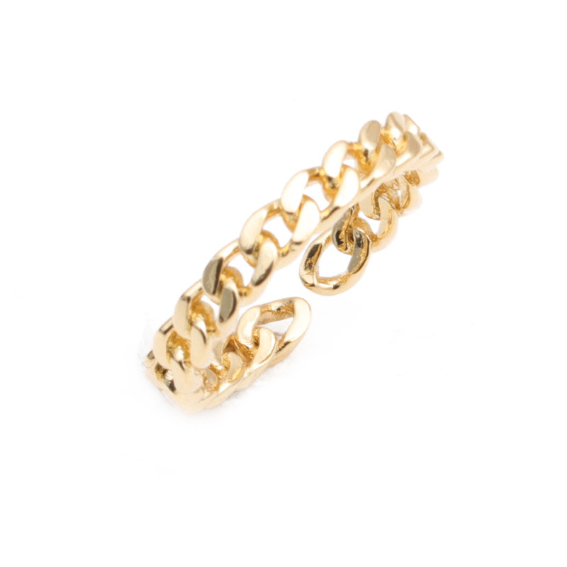 Mode Twisted Chain Button Open Ring display picture 2