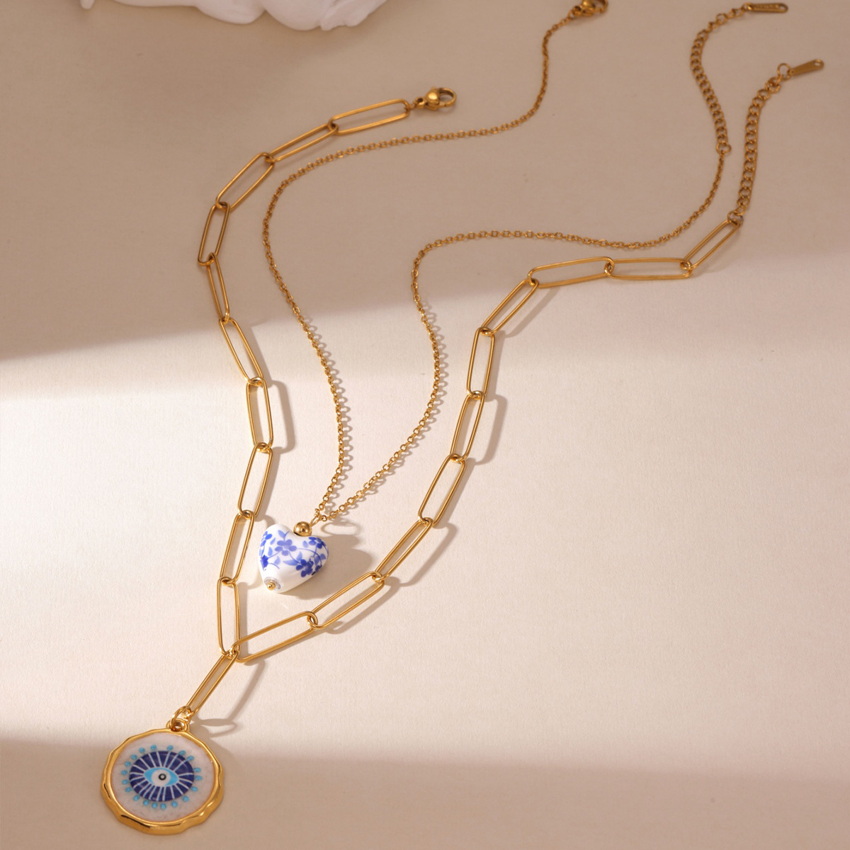 304 Stainless Steel Material Geometric Pattern All Seasons Season Wholesale Jewelry Simple Style Classic Style Geometric 304 Stainless Steel Plating Paperclip Chain Pendant Necklace