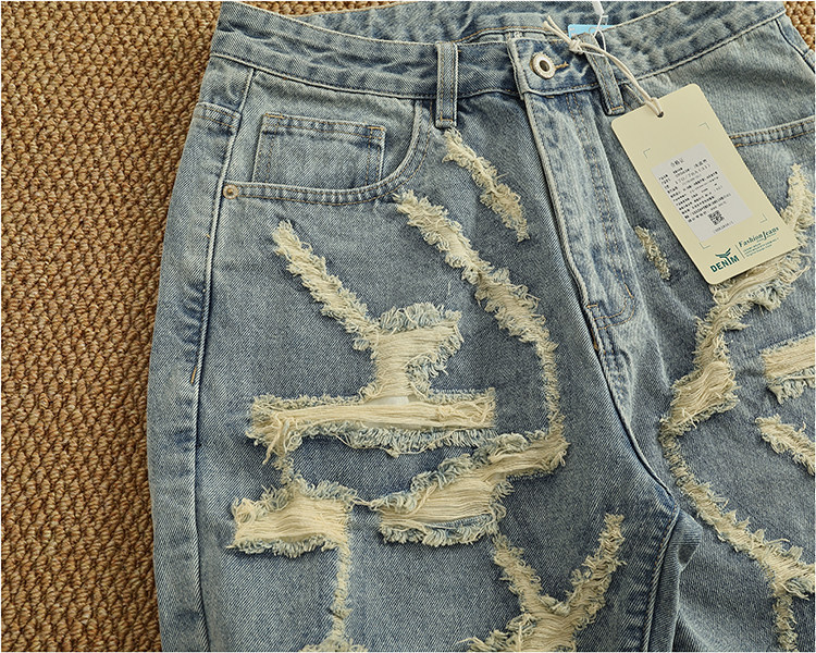Men's Light Blue Distressed Denim Shorts Relaxed Fit Casual Summer Shorts 5-Inch Inseam_viptrois.com