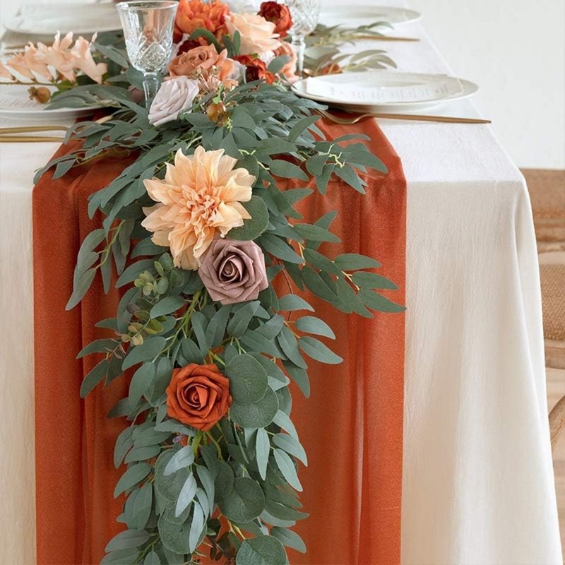 美人の紗のテーブルの旗のカーテンのカーテンの屋外の結婚祝いの誕生日の装飾のホテルはシフォンのバリの糸のメーカーの卸売りを手配します。|undefined