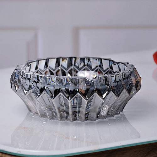 European crystal glass gear large round ashtray home living room coffee table light luxury ashtray Nordic ins style