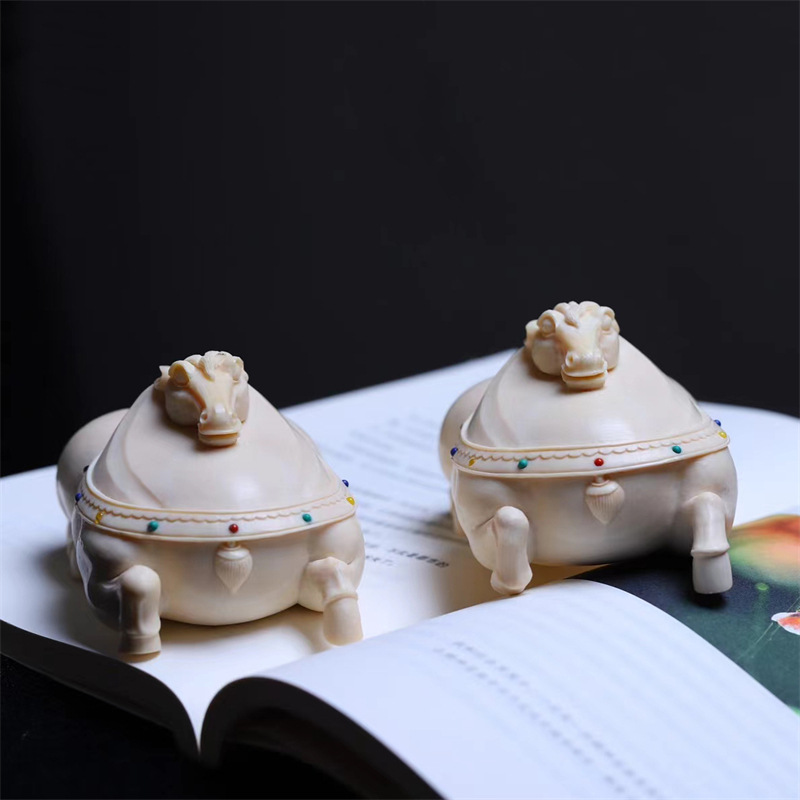 天然猛犸象牙唐马摆件手雕牙雕唐马玄关条案博古架工艺品摆件批发