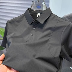 夏季休闲宽松百搭短袖新款舒适透气衬衫2025纯色薄款翻领Polo衫男