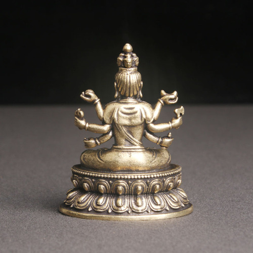 Retro aged pure brass Thousand-Hand Avalokitesvara statue desktop ornaments religious worship Buddha statue crafts old copper wholesale