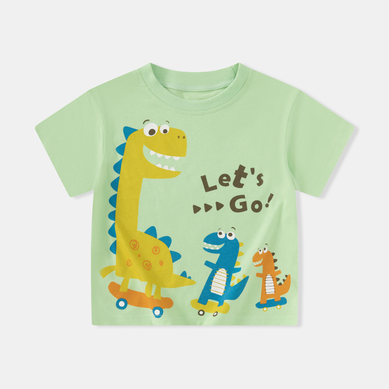 Betop ropa infantil transfronteriza al por mayor verano niños camiseta de manga corta dinosaurio dibujos animados niño ropa de bebé una pieza