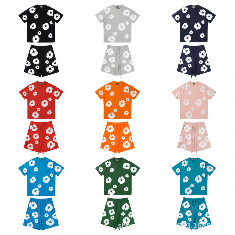 Cross-border American fashion brand DENIM TEARS Peiye with foam full printed kapok loose short-sleeved T-shirt