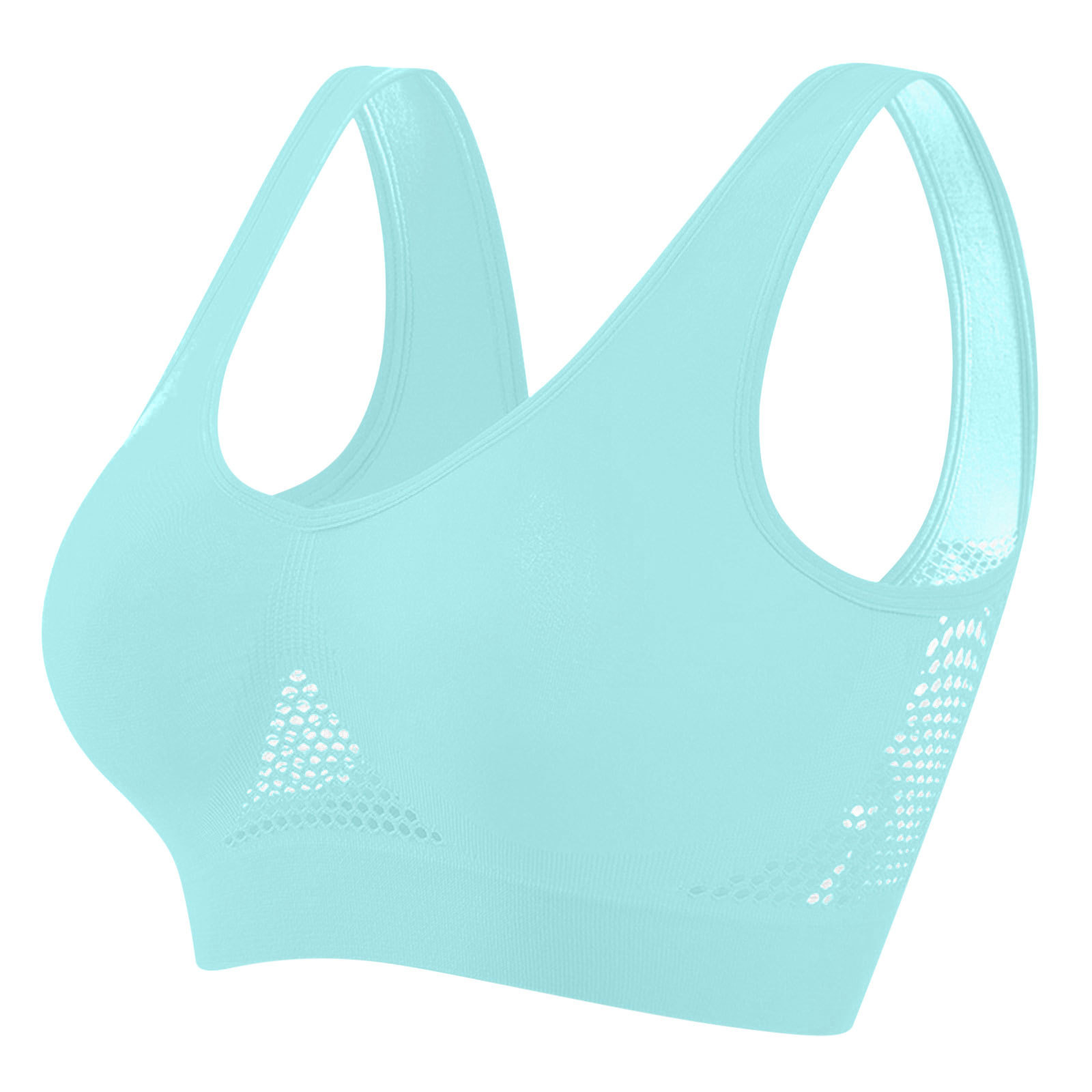 Sujetador deportivo de malla hueca agujero transpirable Sujetador deportivo inalámbrico a prueba de golpes yoga correr más ropa interior de tamaño para las mujeres
