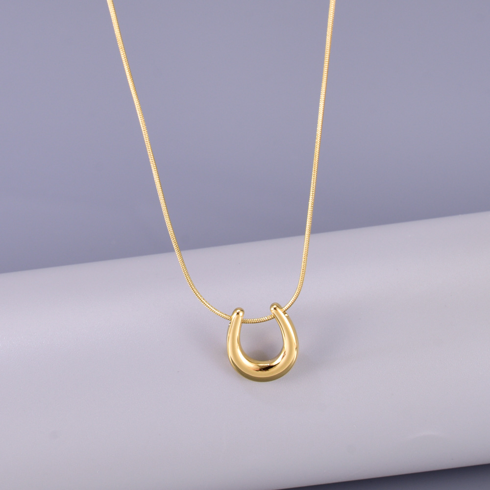 Collier L147 en acier inoxydable, forme géométrique en U, pour femme. Design luxueux et léger, chaîne clavicule simple, nouveau modèle, disponible._voghion.com