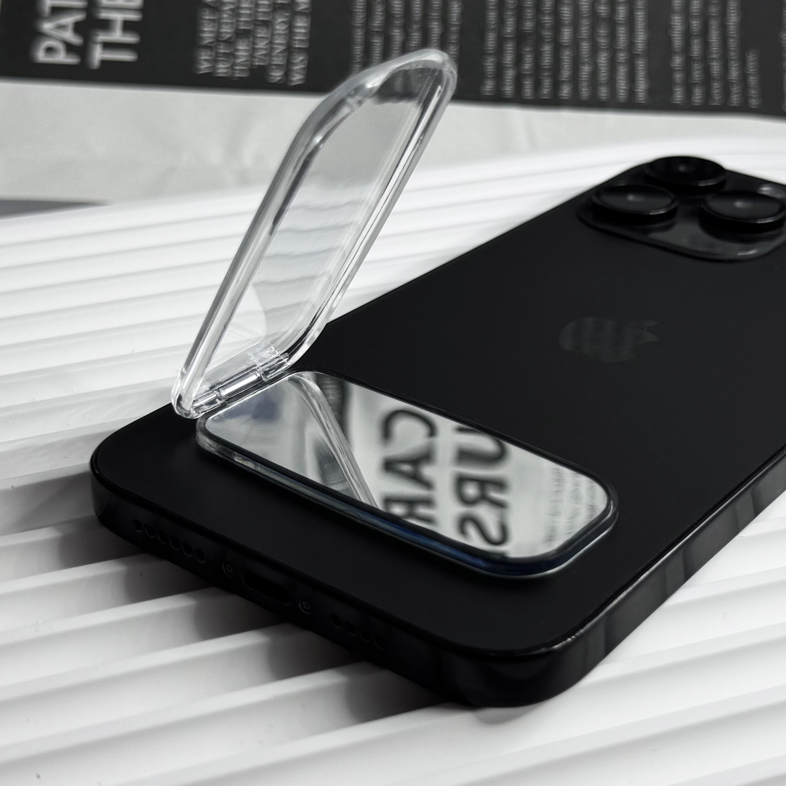 Mobile phone transparent oval mirror acrylic back stand beauty mirror mobile phone stand mobile phone case material stand