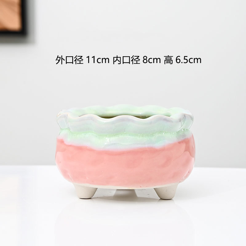 Macetas carnosas agrietadas en hielo, cerámica doméstica, arcilla transpirable, cerámica gruesa, control de raíces, pilas viejas, lavabo especial, liquidación, venta al por mayor