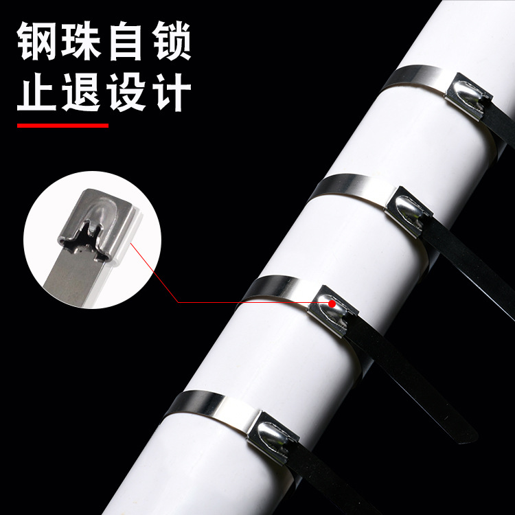 Abrazaderas de cable metálicas de acero inoxidable 304 autoblocantes para uso marino, correas de acero de alta resistencia para sujetar cables, acero inoxidable 304.