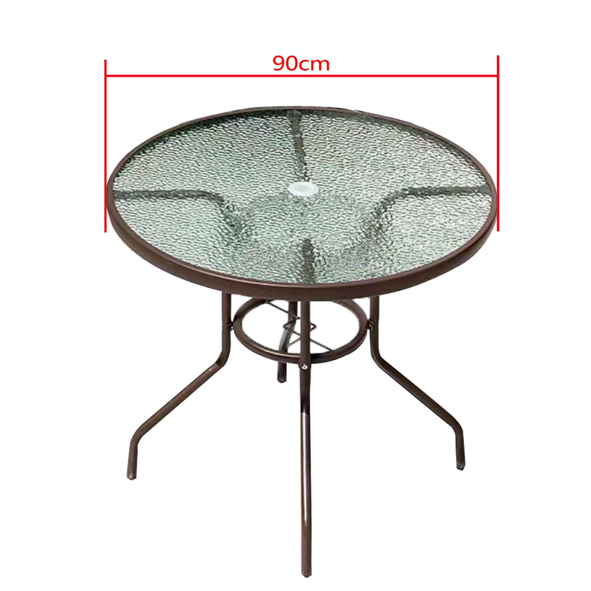Mesa redonda de vidrio con patrón de agua de 90cm