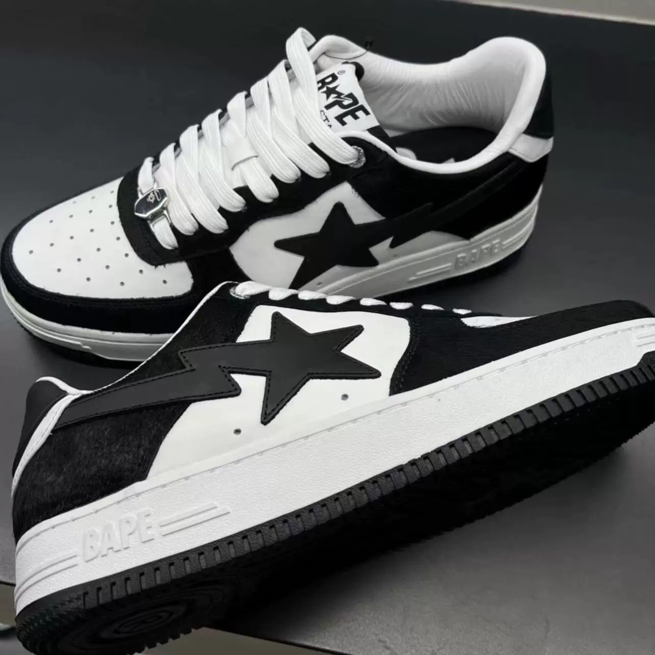 BAPESTA SK8 DUNK черно-белые кожаные уличные модные парные низкие повседневные спортивные туфли