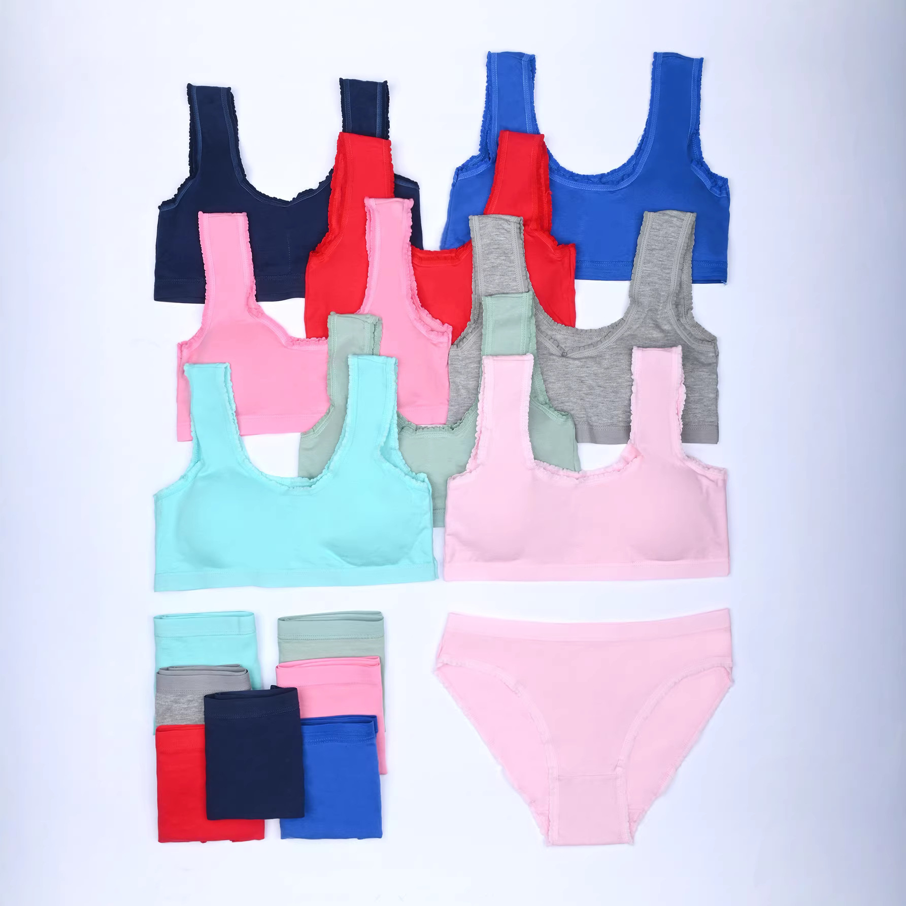 Ropa interior de algodón puro para niñas 12-16 años, estudiantes de primaria y secundaria, ropa interior de desarrollo para niñas, ropa interior de sujetador delgada sin anillo de acero