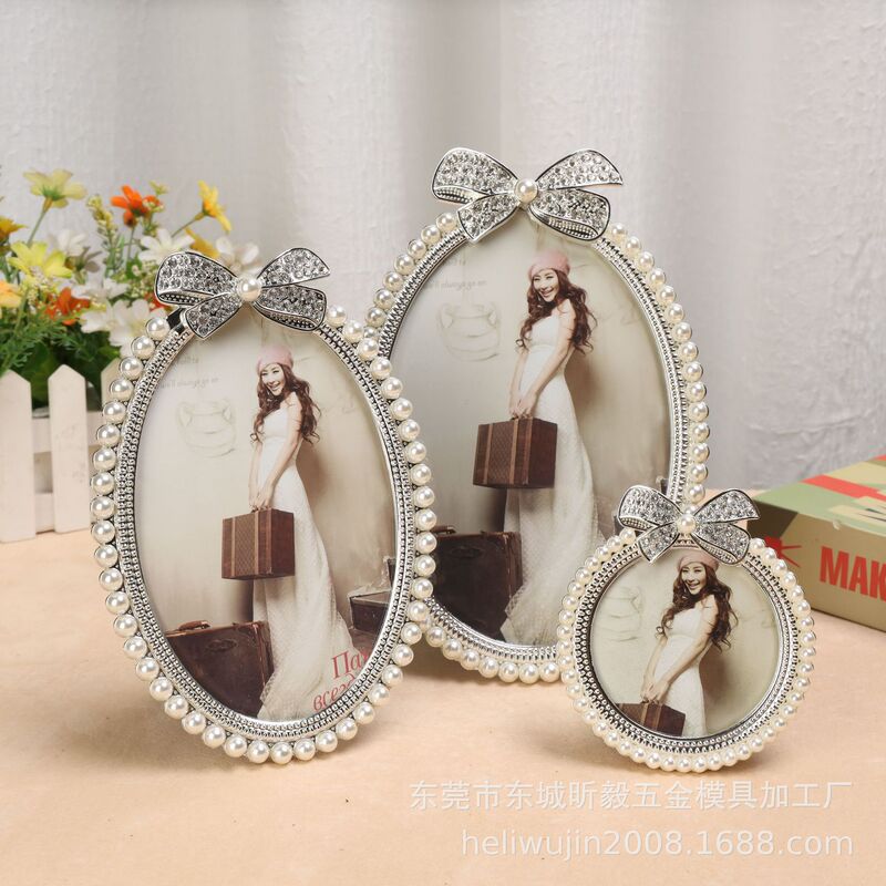 Silver bow Diamond Pearl 3 inch, 6 inch, 7 inch metal photo frame, free photo development Silver bow Diamond Pearl 3 inch, 6 inch, 7 inch metal photo frame, free photo development