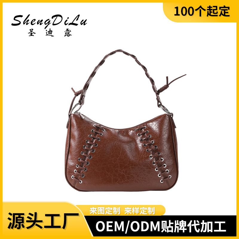 Retro Niche Hot Girl Style Single Shoulder Bag with Cross Straps, Pu Underarm Bag, Fashionable Biker Style Zipper Handbag for Women Retro Niche Hot Girl Style Single Shoulder Bag with Cross Straps, Pu Underarm Bag, Fashionable Biker Style Zipper Handbag for Women