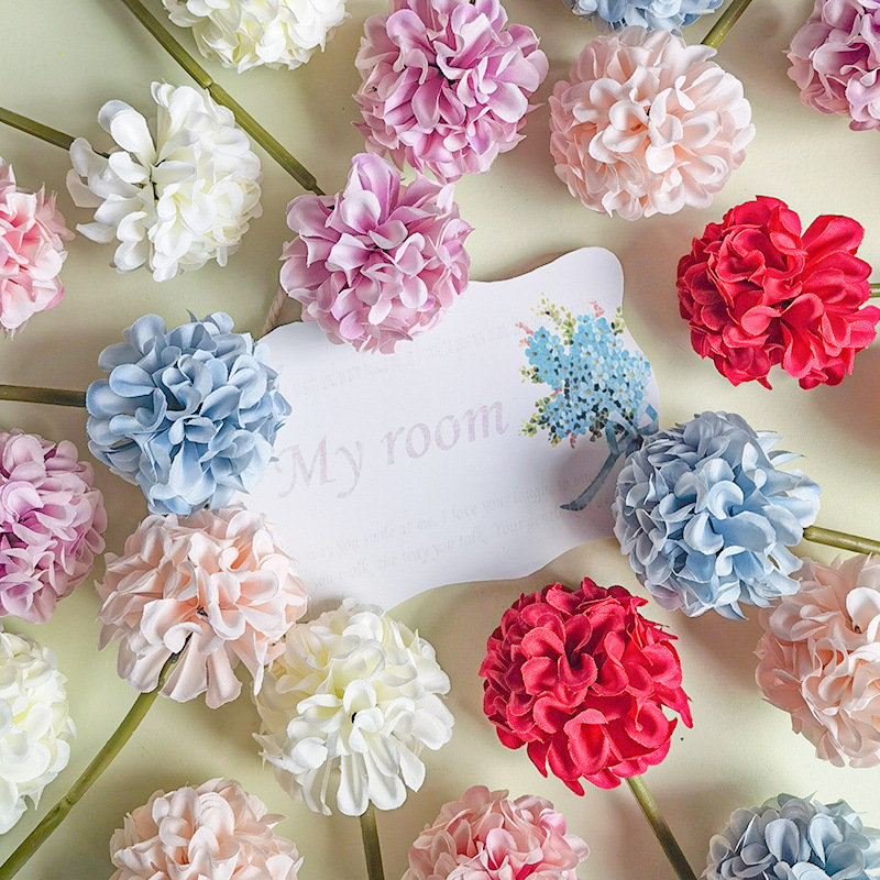 Persian Chrysanthemum Hydrangea Simulation Flower Small Hydrangea Simulation Bouquet Dandelion Flower Fake Flower Interior Decoration Home Furnishing Flower