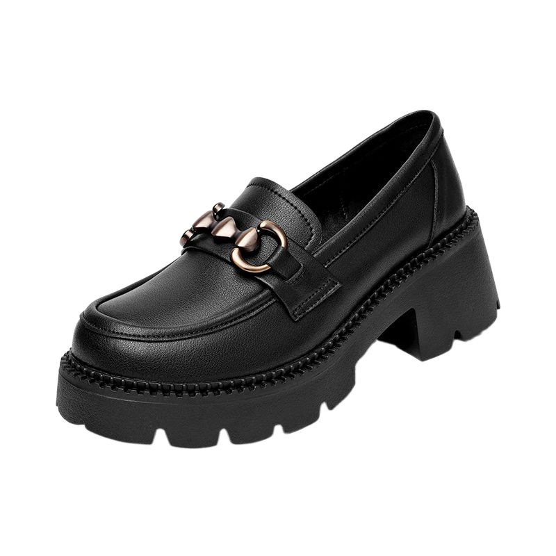 2024 zapatos de mujer de nuevo estilo, cuero suave, zapatos de cuero para estudiantes de todo fósforo, plataforma gruesa, zapatos Lefu, estilo británico, zapatos de un solo pedal