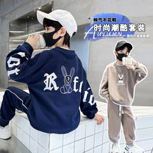 2024新款男童中大童兔子印花套装卫衣卫裤春秋款