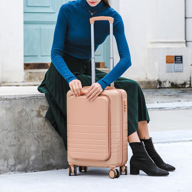 [Strict selection factory] front opening luggage laptop business trolley case female boarding travel password box