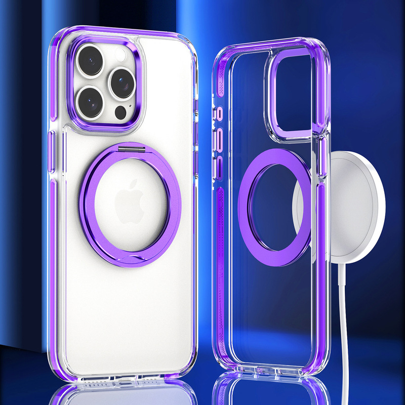 2色祺彩回転マグネットはサムスンアップルiPhone15/16携帯ケースの転倒防止サポートに適しています。|undefined