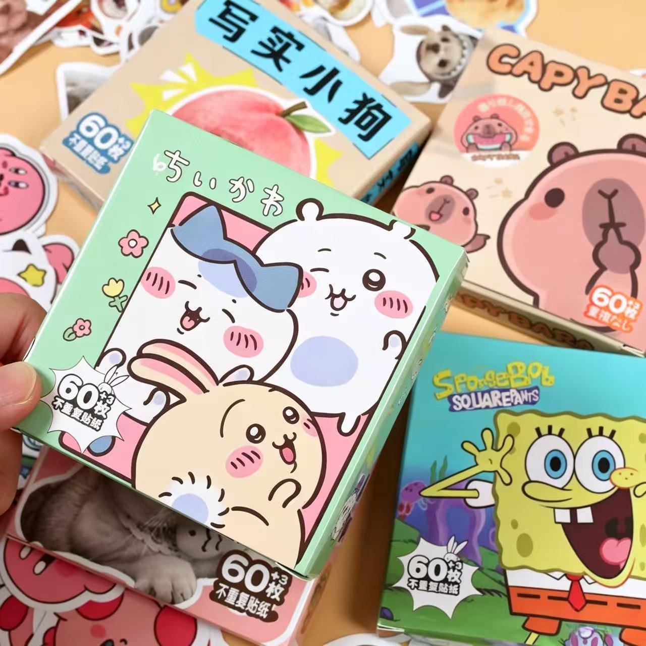 63 pegatinas de caja de regalo para niños encantadores personajes de dibujos animados transfronterizos decoración caliente pegatinas impermeables al por mayor