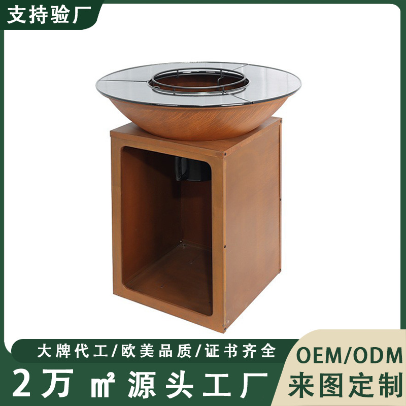 horno de leña de hierro fundido óxido transfronterizo horno de acero resistente a la intemperie horno de calefacción horno de barbacoa jardín pozo de fuego