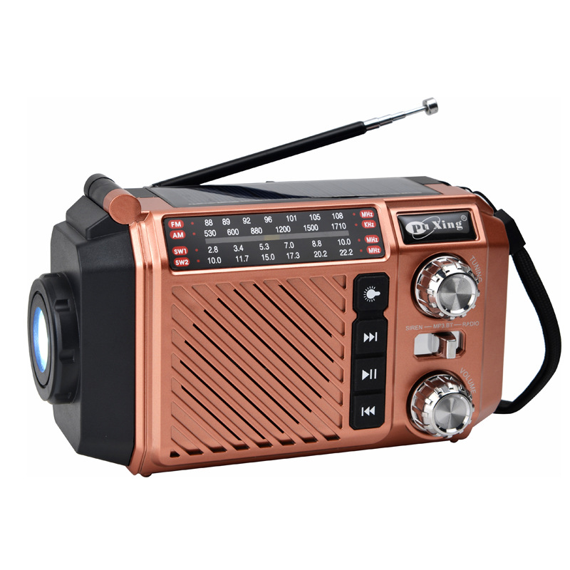 Radio de emergencia de preparación para el combate portátil transfronteriza, prevención de desastres, linterna multifuncional, generación de energía de manivela, carga de teléfono móvil, energía solar