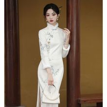 中式改良旗袍新款连衣裙长袖冬季加绒长款气质女装秋冬