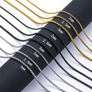 2.5 square pearl stainless steel fashion simple clavicle chain vacuum plating necklace men's non-fading all-match