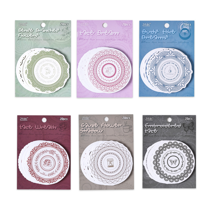 Flower Language Lace Series Paquete de pegatinas troqueladas de borde de encaje retro Libro de manos de bricolaje Fondo decorativo Material de fondo