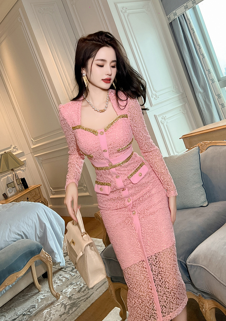 Đầm ren ôm body nữ cổ vuông phong cách Chanel — Hoa Anh Đào chi tiết 7