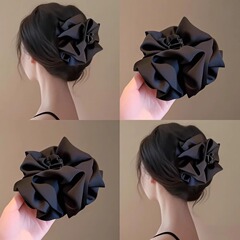 高級気質レトロふわふわサテンクラウドバブルヘアピン女性の頭の小さなヘアピン後頭部ヘアアクセサリー