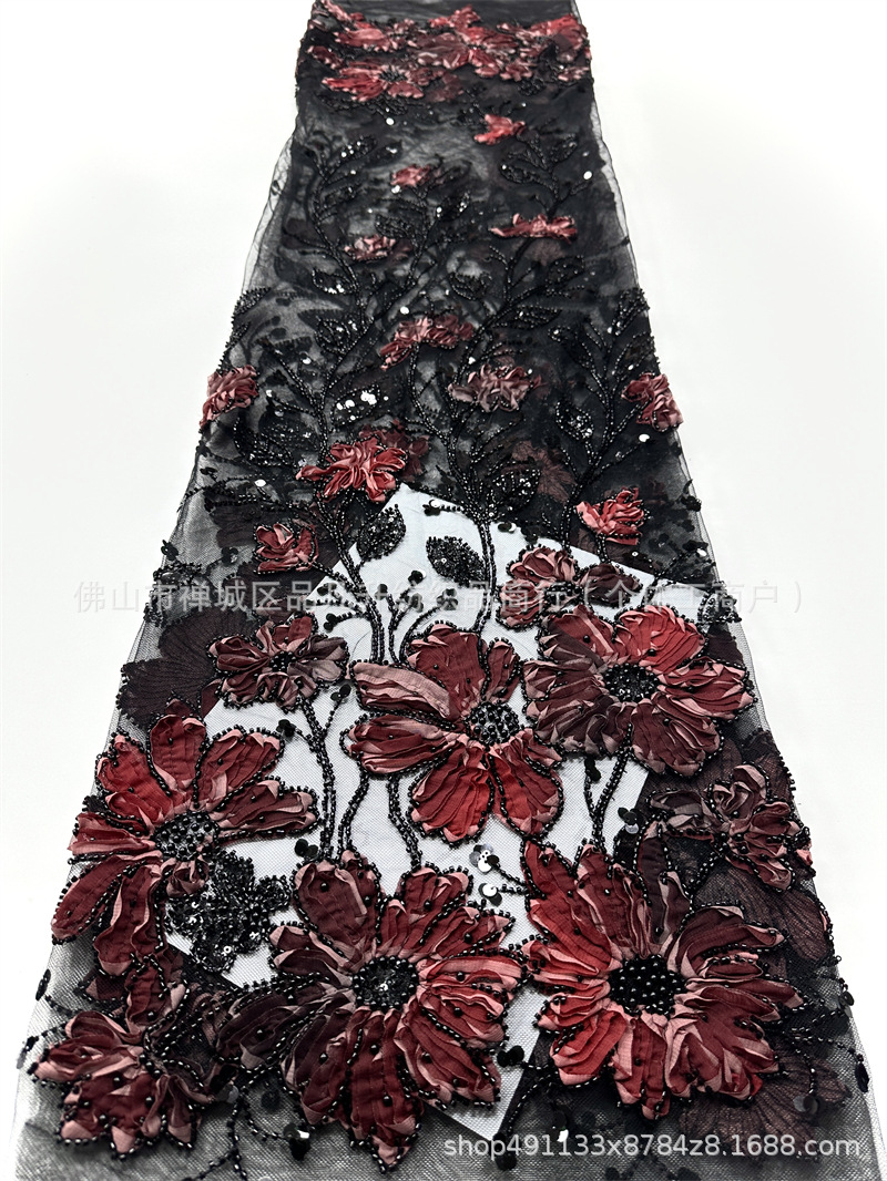 Moda industria pesada Gaoding vestido de boda vestido de cena cheongsam tela tridimensional tablero de chiffon tela bordada