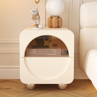 Cream Style Bedside Table Light Luxury Bedroom Simple Modern Creative Children and Girls All Solid Wood Small Bedside Cabinet