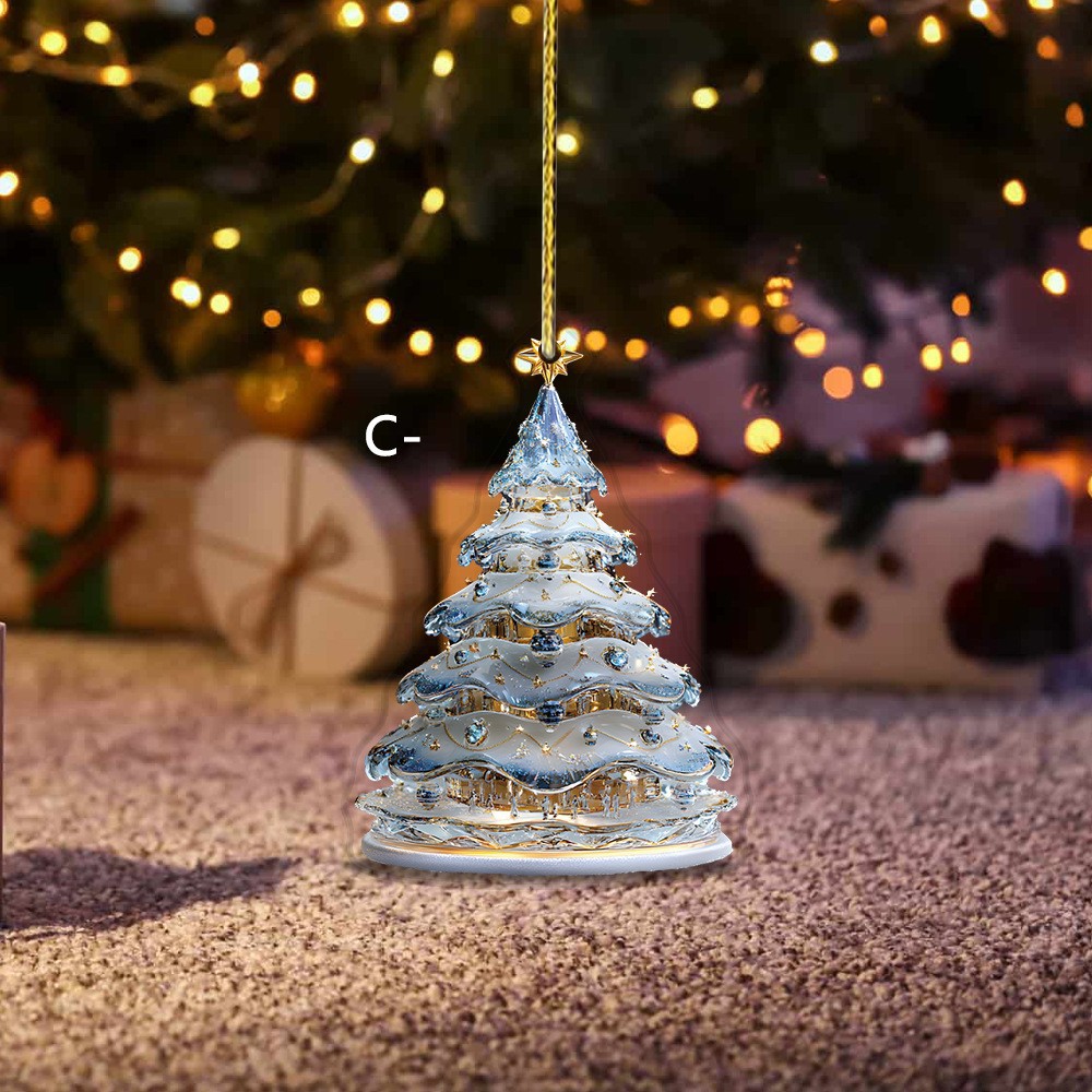 Navidad de venta transfronteriza diseño de colgante acrílico 2D decoración del espejo retrovisor del automóvil colgante decoración del árbol de Navidad image 7