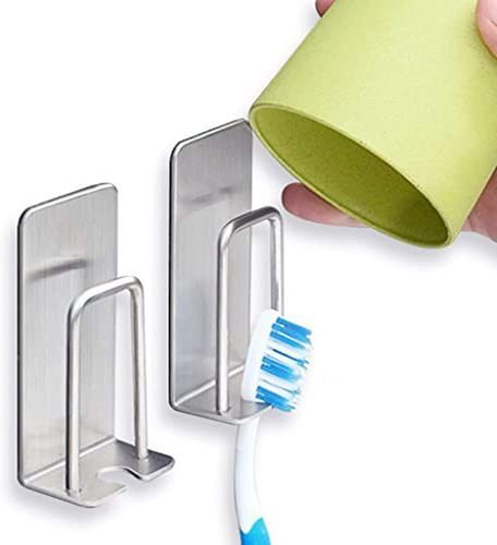 Stainless steel toothbrush holder without drilling toothbrush storage rack bathroom mouthwash cup storage shelf wall-mounted electric toothbrush holder