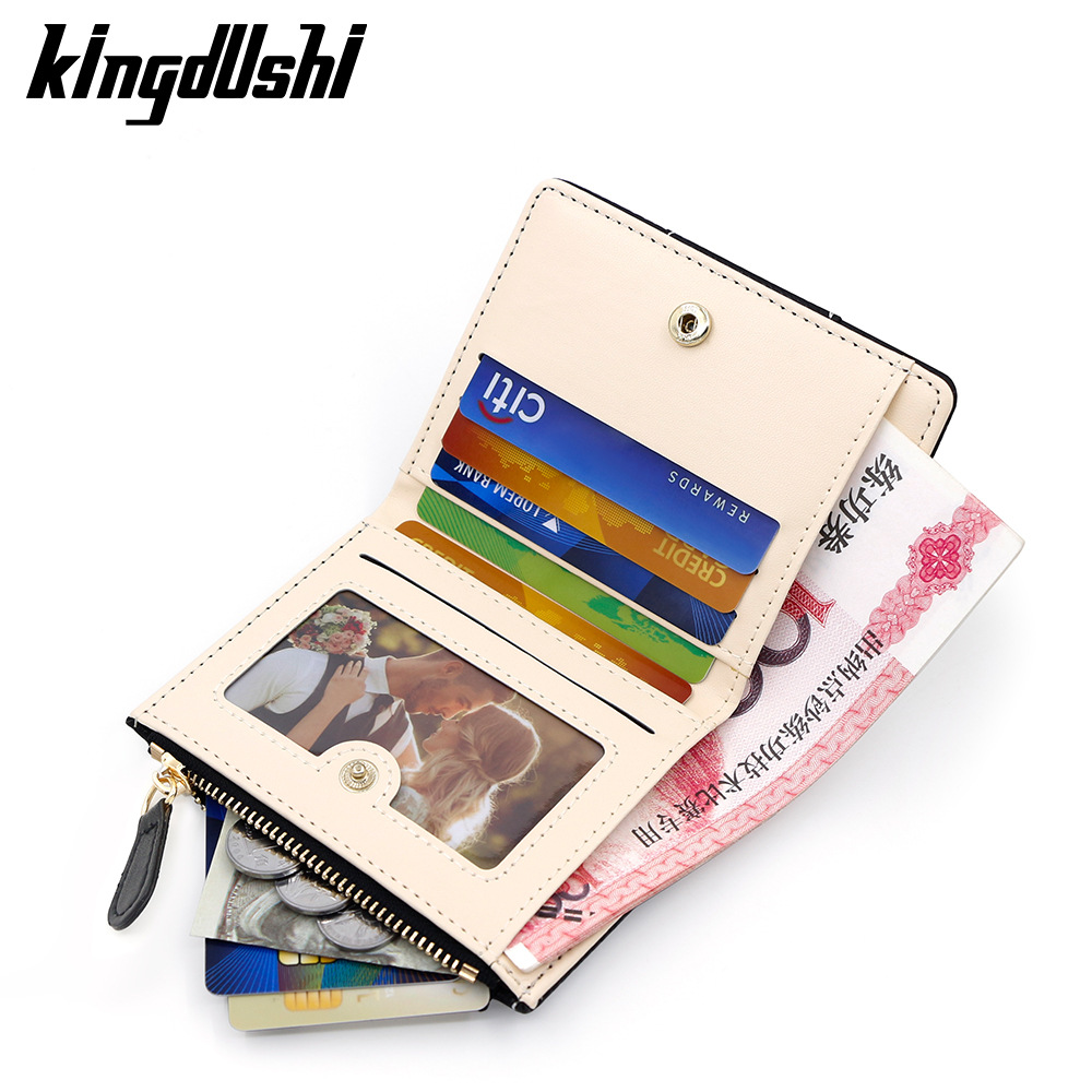Nueva billetera corta de moda coreana linda borrada billetera corta simple bolsa de tarjetas de cambio de descuento