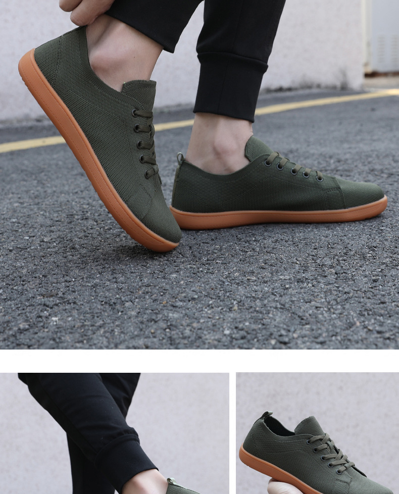 Neue atmungsaktive Casual weiche Sohle breite Kopf Schuhe flache Wanderschuhe breite Leisten fliegende Strickschuhe Sportpaar Fitnessschuhe_voghion.com