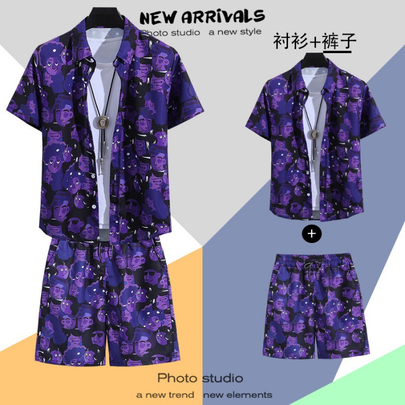 C73 퍼플 [슈트] (셔츠+반바지)