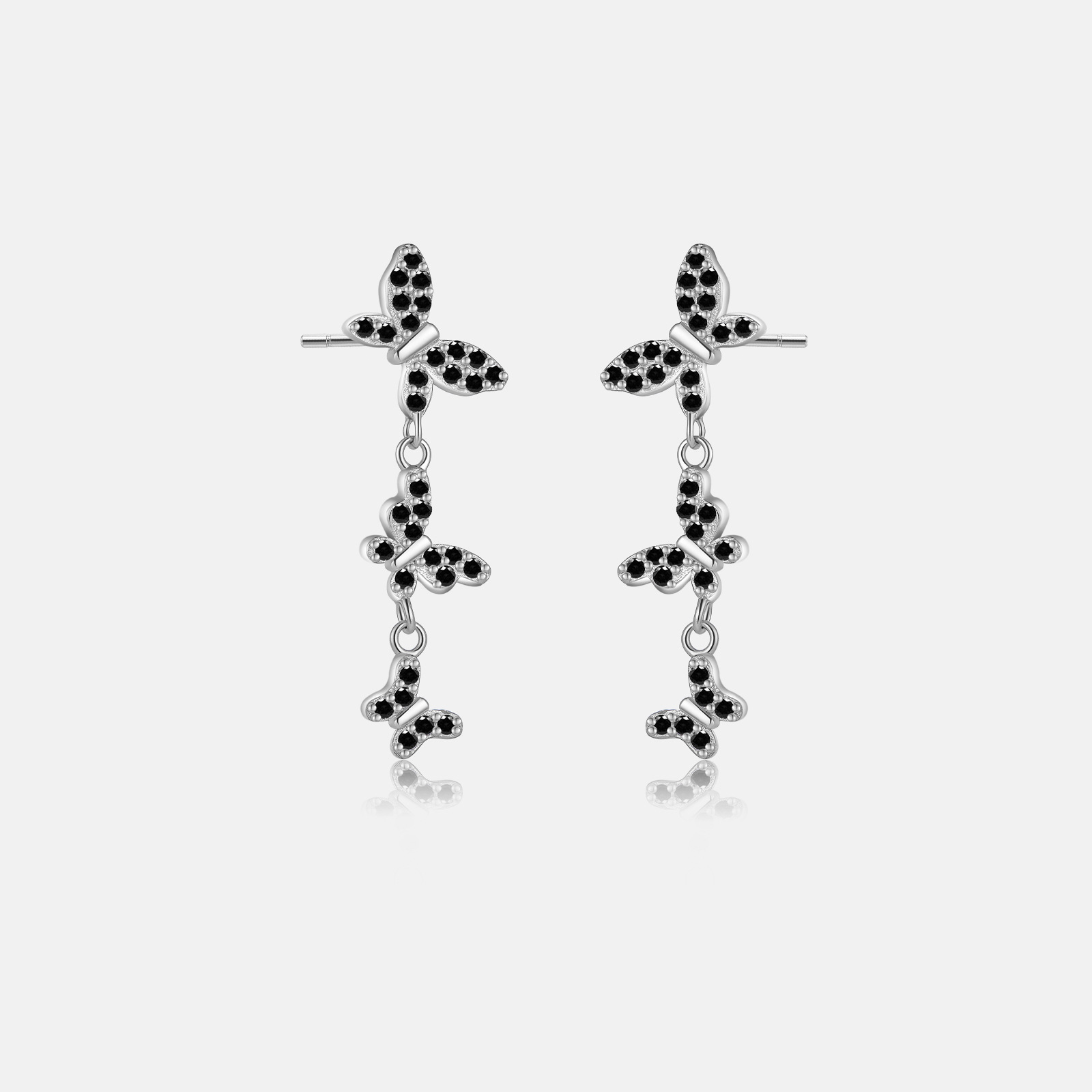 Women's Gender Sweet, Shiny Style 1 Pair 18K Gold Plated 925 Sterling Silver Zircon Butterfly Drop Earrings