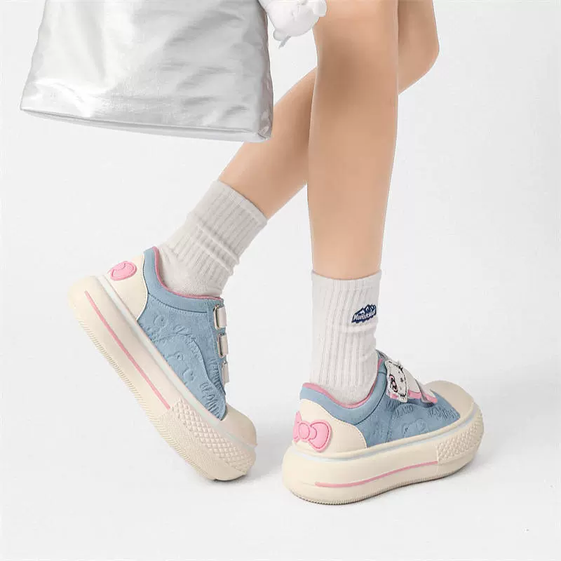 厚底增高牛仔帆布鞋情侣款休闲鞋女款2025春秋新款凯蒂猫大头鞋女