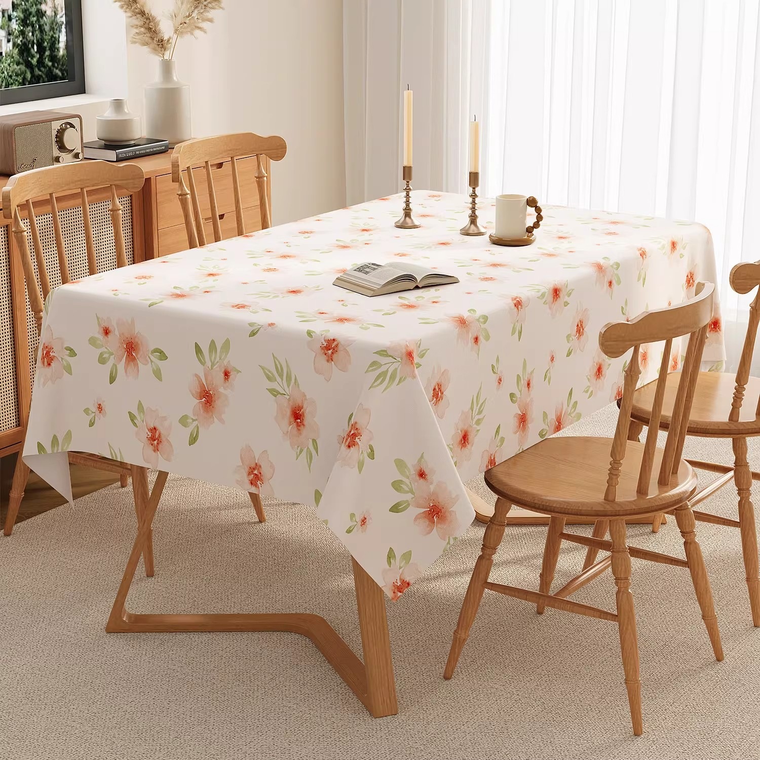 Fresh and Simple Floral Tablecloth, Waterproof and Oil-Proof, No-Wash Dining Table Mat, 2026 New Model, Light Luxury High-End Coffee Table Cloth