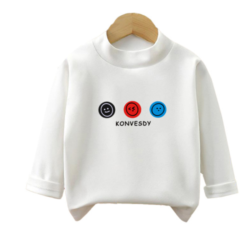  Winter Close-Fitting Children's Autumn Base Layer: Mid-to-Little Kids' Semi-Neck Warm-Keeping Baby Tops for Spring and Autumn